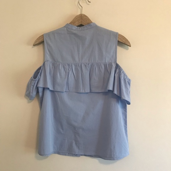 NWT Lucky Brand Cold Shoulder Button-Down Blue - Picture 6 of 6